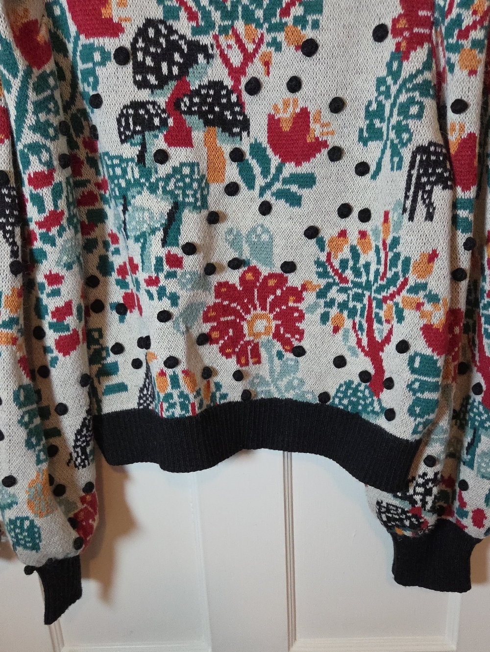 FARM RIO MUSHROOM FOREST SWEATER Puffed Sleeve Size Large - Picture 16 of 16
